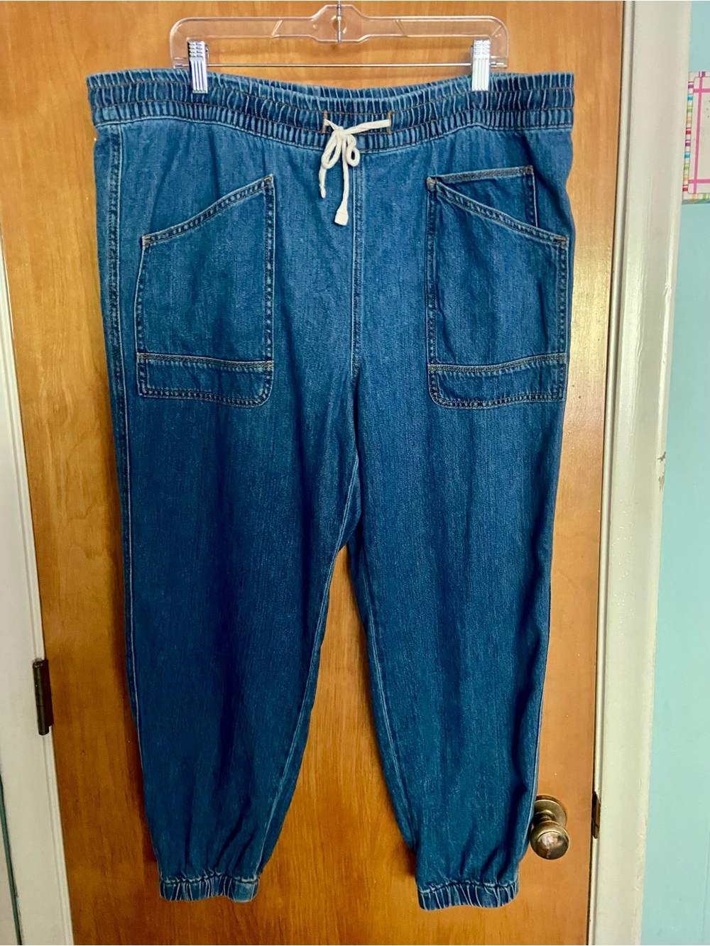 💙🌞👖SUNDANCE XL Women’s Relaxed Drawstring Denim Jogger/Dark Blue